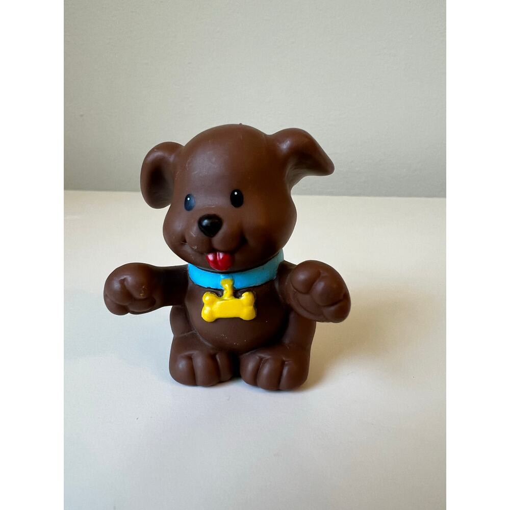 Fisher-Price Little People Brown Dog with Bone Collar Toy Figure 2003